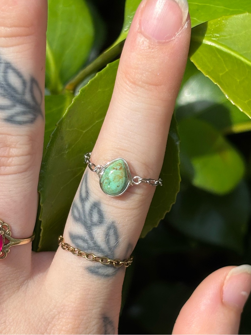 Turquoise chain ring